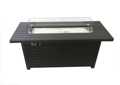 AZ Patio Heaters Outdoor Rectangle Fire Pit in Black Mocha with Wind Screen