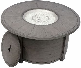 AZ Patio Heaters Cast Aluminum Round Fire Pit in Brushed Wood Finish