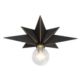 16 inch Flush Mount Ceiling Light, Industrial Black Metal Star Ceiling Lights