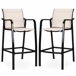 2 pcs Counter Height Stool Chair Steel Frame Dining Bar Chair