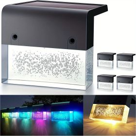 4pcs/6pcs/8pcs/10pcs/12pcs Solar Wall Lights, LED Color Changing Solar Step Lights Outdoor, Imitation Crystal Bubbles With 2 Lighting Modes (Quantity: 4)