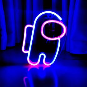 1pc, Neon Sign Space Man Shape Lamp, Size 9.8x6.8in(about 25x17.5cm) For Wall Decoration (Color: Backpack Pink (multicolor), Model: Bright Neon Shape (astronaut) Battery/USB Power Supply)