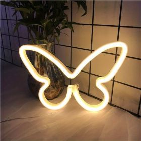 1pc, Butterfly LED Neon Sign, USB Or Battery Powered Neon Sign, Bedroom Decor, Wedding Decor, Birthday Decor, Party Decor, Wedding Supplies (Color: Warm White, Model: Bright Neon Hanging Type)