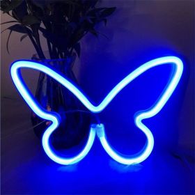 1pc, Butterfly LED Neon Sign, USB Or Battery Powered Neon Sign, Bedroom Decor, Wedding Decor, Birthday Decor, Party Decor, Wedding Supplies (Color: Blue, Model: Bright Neon Hanging Type)