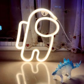 1pc, Neon Sign Space Man Shape Lamp, Size 9.8x6.8in(about 25x17.5cm) For Wall Decoration (Color: Warm White, Model: Bright Neon Shape (astronaut) Battery/USB Power Supply)