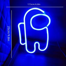 1pc, Neon Sign Space Man Shape Lamp, Size 9.8x6.8in(about 25x17.5cm) For Wall Decoration (Color: Blue, Model: Bright Neon Shape (astronaut) Battery/USB Power Supply)