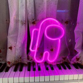 1pc, Neon Sign Space Man Shape Lamp, Size 9.8x6.8in(about 25x17.5cm) For Wall Decoration (Color: Pink, Model: Bright Neon Shape (astronaut) Battery/USB Power Supply)