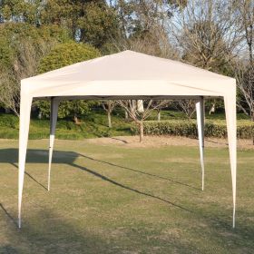 Outdoor 10x 10Ft Pop Up Gazebo Canopy Tent Removable Sidewall with Zipper,2pcs Sidewall with Windows,with 4pcs Weight sand bag,with Carry Bag (Color: Beige)